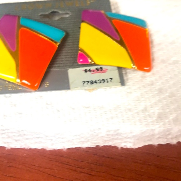 Crown Jewels surgical steel posts earrings vintage NWT - Picture 7 of 7